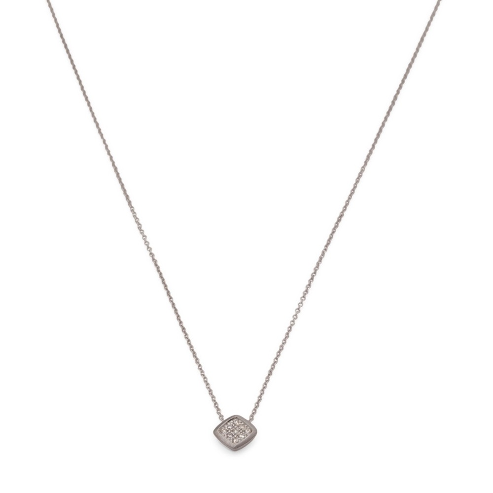 I. REISS white gold Made In Israel 14kt Gold Pave Diamond Shaped Necklace